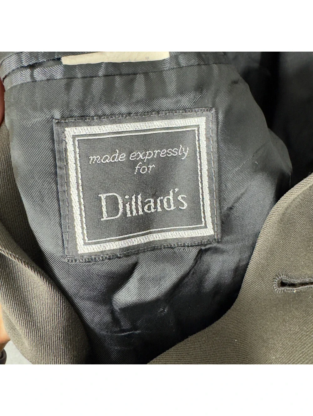Dillard's Blazer Men 44 Gray Button Up Collared Long Sleeve Wool Career Pockets